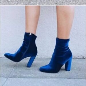 Steve Madden Royal Blue Velvet Heeled Boots